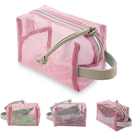 Derbway Beauty Case da Viaggio,Impermeabili Trasparente Chiaro Borsa da Toilette,Borsa per Cosmetici,Borsetta dei Trucchi per Donna e Uomo-Rosa