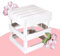 Moooble Weißer Hocker aus Holz 42cm x 42cm x 45cm Sitzgelegenheit weiß Obstkisten Stuhl Shabby chic Weinkiste aus dem Alten Land Vintage Gartenmöbel Tisch Natur DIY
