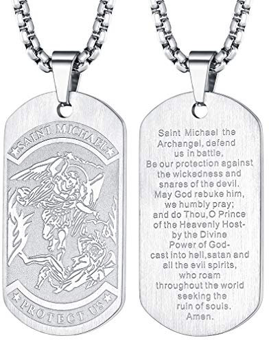 FaithHeart Silber Dog Tag mit Saint Michael Anhänger Herren Silberkette Engel Anhänger Schutzengel Schmuck für Damen und Herren…