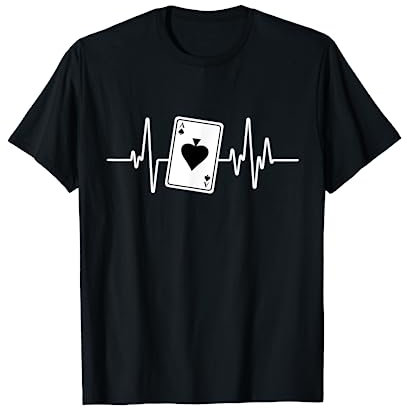 Herzschlag Pik Ass Spielkarte EKG Poker Kartenspiel Geschenk T-Shirt