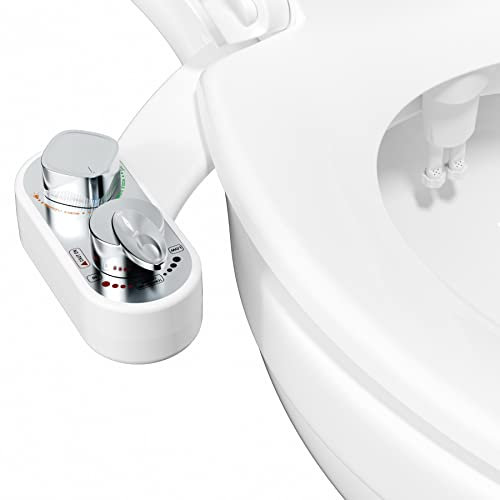 Hibbent Kit douchette Bidet pour WC, dispositif d’eau chaude et froide qui se fixe sur le siège de toilette, vaporisateur d’eau fraîche non électrique pour bidet