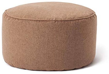 Lumaland Sitzsack Pouf (50 L) | Kompakter Sitzsack mit 3-in-1-Funktion: bequemer Hocker, praktisches Tischchen & stylischer Indoor Fußschemel I Mit Flexibler EPS-Füllung | Ø 25 x 45 cm [Braun]
