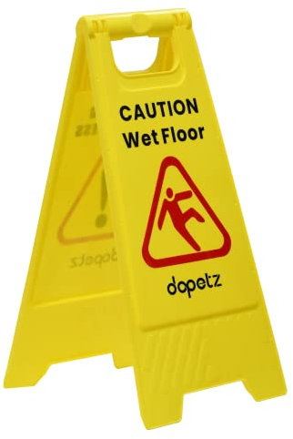 Dapetz ® Warning Caution Wet Floor Sign Yellow 295 x 610mm Cleaning In Progress Floor Sign Slip Warning Cone Hazard For Commercial & Business Use