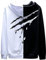 KENAIJING Felpa Uomo, Giacca con Cappuccio Zip in Pile Uomini Donne (Nero Bianco 2, 3XL)