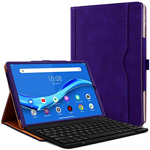 Étui Housse de Protection et Mode Support Horizontal Couleur Violet avec Clavier Français Azerty Connection Bluetooth pour Lenovo Tab M10 FHD Plus 10.3 (2e Gen-2020) TB-X606F/X606X