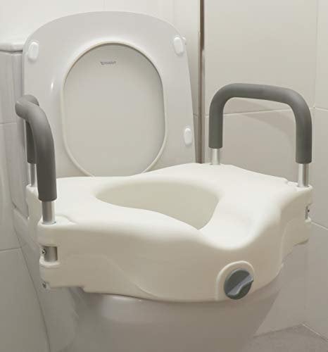 OrtoPrime Elevador WC Adulto con Reposabrazos Acolchados - Elevadores WC Altura 12 cm - Alza para wc Inodoro Baño Adaptado - Alzador WC Adulto con Sujeción de Seguridad - Elevador WC Ortopédico