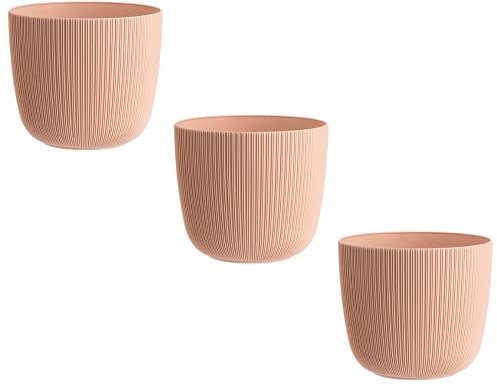 Gariella 3X apricot moderner Blumentopf mit Drainagesystem Pflanztopf-Kübel widerstandsfähig rund wetterfest Kunststoff Ø 15 cm