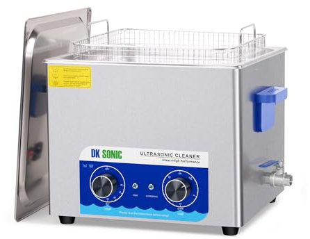 DK SONIC Ultraschallreiniger, 15L 360W Schallreiniger aus Edelstahl mit Heizung und Mechanischem Timer, Ultraschallreinigungsgerät zum Reinigen von Pistolen, Motoren, Vergasern, Ketten (inkl. Korb)