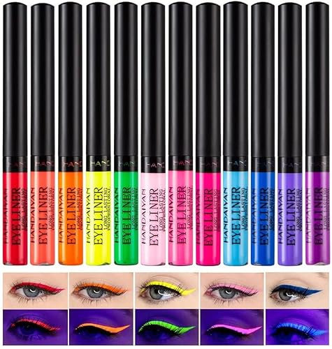 12 Farben Liquid Eyeliner Set, Bunt Matt Flüssige Eyeliner Wasserdicht Hochpigmentiert Langanhaltende Eyeliner Makeup Leuchtender Eyeliner Bleistift Kosmetik©