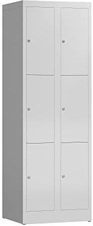 Lüllmann 6 Fächer-Spint Schließfachschrank kompl. montiert und verschweißt Wertfachschrank Fächerschrank Spind Umkleideschrank (RAL 9003 signalweiß)