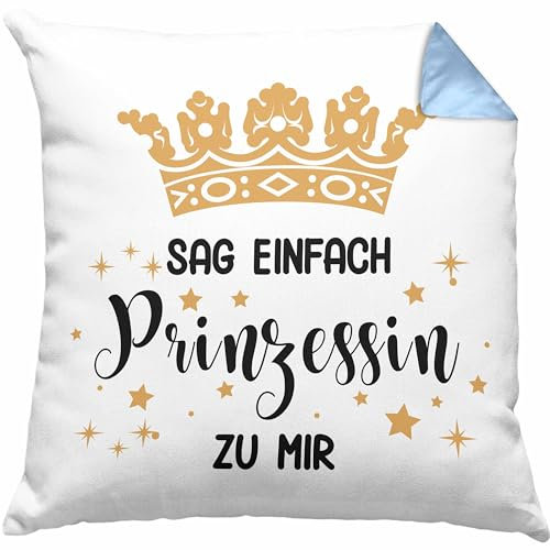 Trendation Kissen mit Füllung 40x40 Prinzessin Geschenk Mädchen Jugendliche Tochter Lustiger Spruch Geschenkiee Geburtstag Lustig (Blau)