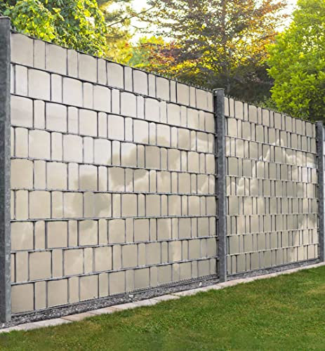 MyMaxxi Infinity Zaunsichtschutz - Beige Wolken - Sichtschutzstreifen für Doppelstabmattenzaun - Windschutz Sonnenschutz Blickdicht - Sichtschutz Garten Teil1-250x180cm