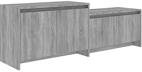 vidaXL TV Schrank mit 4 Türen Lowboard TV Möbel Sideboard Fernsehtisch Fernsehschrank HiFi-Schrank Sonoma-Eiche Grau 146,5x35x50cm Holzwerkstoff