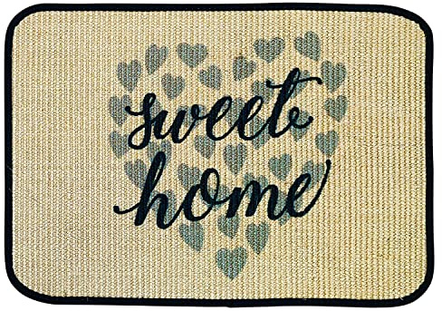 WohnDirect Eco-Sisal Fußmatte 45x90 - Fußmatte 100% Sisal - rutschfeste Türmatte Sweet Home Hearts - Kratzmatte - Made In Germany