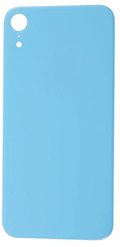 ELLENNE Rückseite Rahmen kompatibel mit iPhone XR Back Cover Glas Schwarz Weiß Blau Rot Gelb Rosa (Blau)