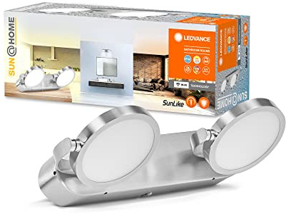 LEDVANCE SUN@HOME Badleuchte 300mm IP44, 14W, 1040lm, regulierbares Weißlicht (2200K bis 5000K), stufenlos steuerbar, dimmbar, passt das Licht automatisch dem Biorhythmus an, Schutzklasse IP44, Chrom