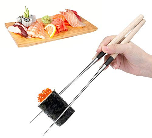 LIZEALUCKY Palillos de Acero Inoxidable Palillos de chuleta Reutilizables Palillos de Cocina Extra Largos Palillos de Metal para freír Fideos Sushi Palillos japoneses(S)