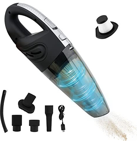 Kikuo Tragbarer Handstaubsauger Akku, Handheld Vacuum Cleaner 120W 3200PA Autostaubsauger Akku, Car Vacuum Cleaner für Büro Sofa und Auto Reinigung, USB Wiederaufladbarer 2200mAh Handsauger