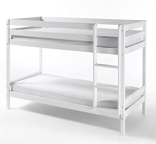 Etagenbett Hochbett Kinderbett 90 x 200cm Kiefer massiv weiß Lackiert inkl. Rollrost Alice