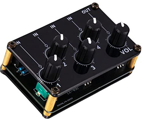 Stereo-4-Kanal-Leitungsmischer, Audio-Prozessor-Lautstärkeregelung, kompakter Ausgang für Studioaufnahmen, Heimkino, Party-Lautsprecher