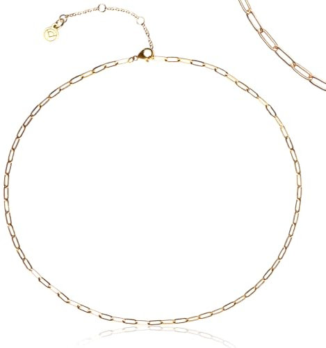 Damen Gliederkette ohne Anhänger • Feiner Edelstahl Choker Gold • Nachhaltiger Schmuck wasserfest • verstellbare Länge (32-44 cm)