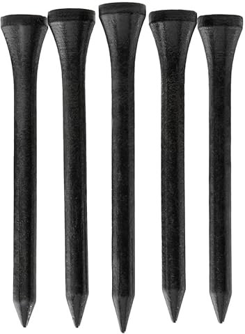 TH Golf Bambus-Golf-Tees, 70 mm, 50 und 100 Stück, mehrere Farboptionen, umweltfreundlich, nachhaltig, langlebig, Bambus-Golf-Tees (100, Schwarz)