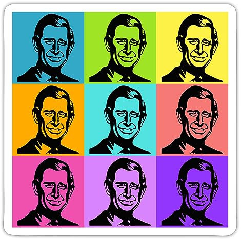 Spreadshirt King Charles III Pop Art Sticker Aufkleber, 10 x 10 cm, Mattweiß