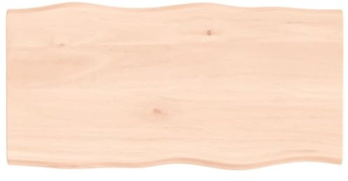 vidaXL Tischplatte, Holzplatte für Tisch Esstisch Couchtisch, Massivholzplatte Handgefertigt mit Baumkante, Ersatztischplatte, 100x50x2cm Massivholz Eiche Unbehandelt