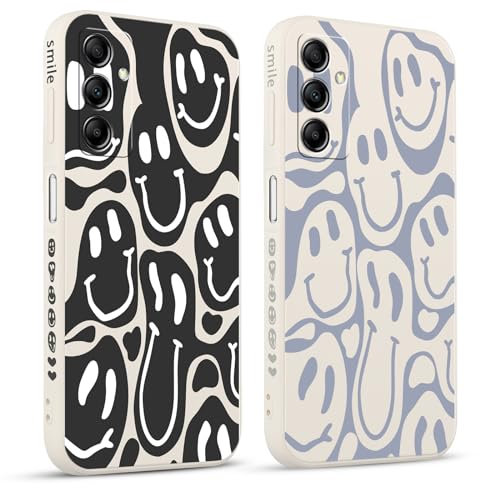 Pnakqil 2 stück Handyhülle für Samsung Galaxy A14 5G 6.8,Hülle Lustiges Verdrehtes Lächeln Grimace Bemaltes Muster süß Aesthetic Mädchen Silikon Schutzhülle Tasche Schön Kameraschutz Case