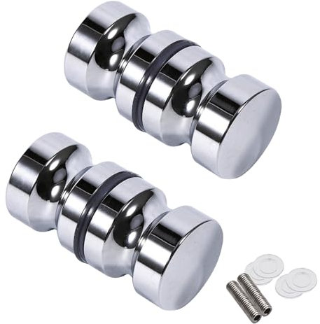 Maniglia per Porta Doccia in Vetro Pomelli Box Doccia 2 Coppie Maniglia Porta Scorrevole Doccia Lucido Maniglia in Lega di Alluminio Pomolo Porta Vetro 6-18mm per Cucina Bagno Casa Ufficio Hotel