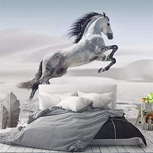 songqians Papier Peint Panoramique Cheval Gris Et Blanc Papier Peint 3D Tapisserie Murale Décoration Chambre Salon -321267 400x280cm