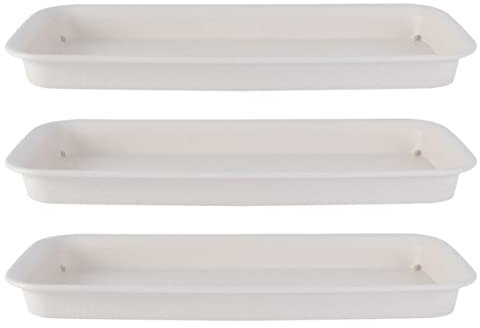 Didiseaon 3 Pièces Plateau De Pot De Fleur Pots Transparents pour Plantes Pots De Fleurs Jardinière Suspendue Soucoupe à Plante Rectangulaire Rectangle Blanche Long Pot De Fleur Plastique