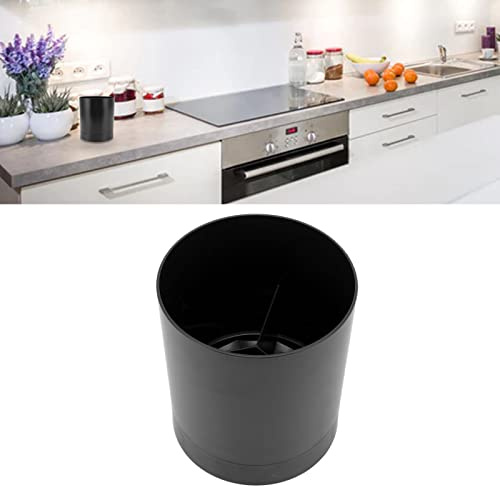Utensilienhalter Küche Schwarz, Drehbar Küchenutensilienhalter für Arbeitsfläche Runder Besteckhalter Küche Behälter Küchenarbeitsplatte Utensil Organizer (BLACK)