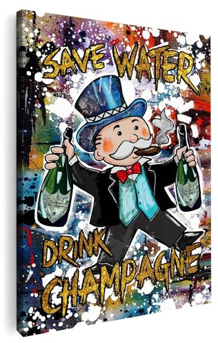 Artmazing | Mr. Monopoly Bild bunt | S-Art Bilder | Mr. Monopoly Bilder Modern | Coole Wandbilder Wohnzimmer | Wandbild Mr. Monopoly Deko XXL | Bild Leinwand XXL | Mr. Monopoly Bilder Wand