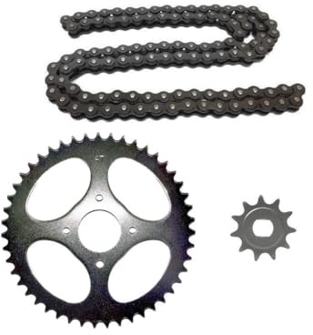Kettensatz 415 passend für Hercules Sachs Prima 2 3 4 5 S M4 M5 – Kettenrad 47 Zähne, Ritzel 12 Zähne – inkl. Kette & Kettenschloss – Mofa Moped Mokick – kürzbar