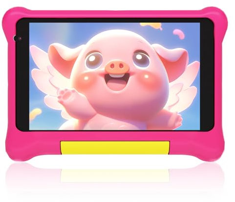 Lville Kids Tablet 7 inch, Android 13 Tablet for Kids with Quad Core, 32GB, 2500mAh, Parental Control, Kidoz Installed, HD Display, WiFi, Bluetooth,Tablet with Kid-Proof Case for Kids, Pink