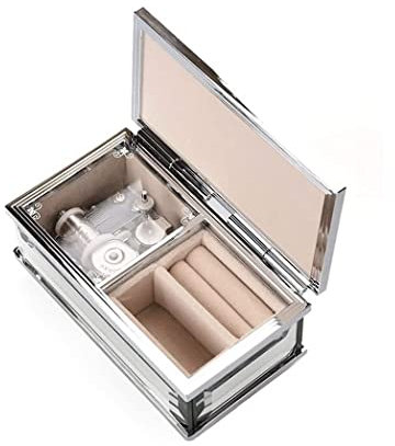 ASHSDI Spieluhr Musikbox, Spiegelglas-Spieluhr, PVC-Beschichtung, Silber, 18 Noten, handgefertigte Spieluhr Musikspieluhr Spieldose