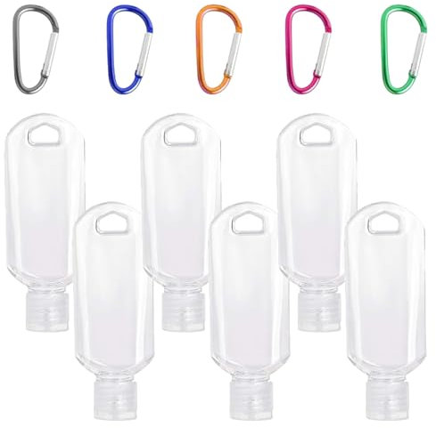 Uskerb 6pcs 50ml Clear Portable Travel Bottles with Leak-Proof Design - TSA Approved, Refillable & Easy-Squeeze Containers for Sanitizers & Liquids