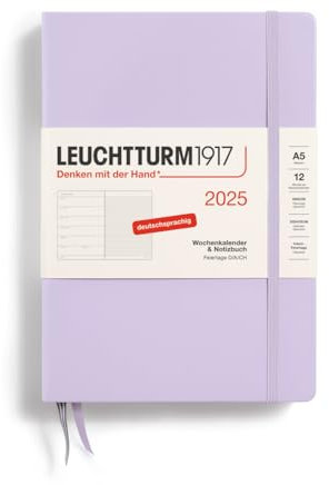 LEUCHTTURM1917 370485 Wochenkalender & Notizbuch Medium (A5) 2025, Lilac, Deutsch