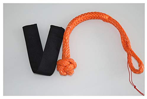 Synthetisches Windenseil, Kabelseil, 2er-Pack, Orange, 8 mm x 80 mm, synthetische, weiche Schäkel, für Boote, ATV, UTV, SUV, 4X4, LKW-Bergung zusammen mit Bergeseil, 2er-Pack