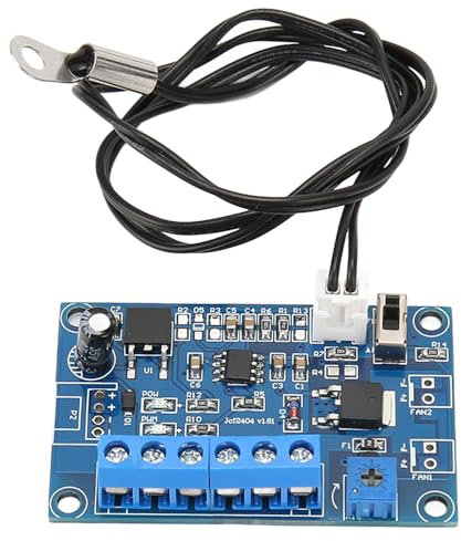 Fockety PWM Fan Speed Controller, DC 12V 24V 4A, Adjustable Modes, PC CPU Case Fan Temperature Controller with Sensor, 19.7in Cable for 2 3 4 Wire DC Fan