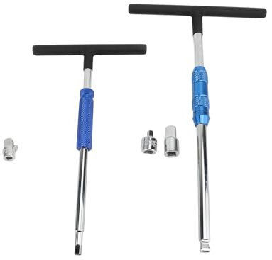 T Handle Wrench Set, T Bar Socket 1/4in, 3/8in Drive, 2pcs, 3 Adapters for, Different Drive Head Specifications