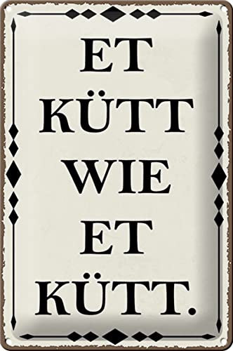 Schild Blech Spruch -Made in Germany- 20x30cm et kütt wie et kütt Kölscher Metall Deko Blechschild