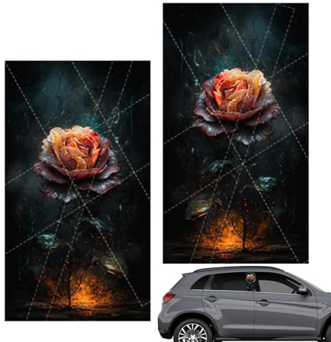 Generic Auto-Säule Abziehbilder, Sonnenschutz, Rosen, wasserdicht, 2 Stück, rot, floral, Vinyl, Outdoor, Auto-Aufkleber, Aufkleber