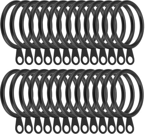 MUKSEUT 120 Pack Black Metal Curtain Rings 38mm Internal Diameter, Metal Curtain Pole Ring, Drapery Pole Ring for Poles, Shower Curtains Rods