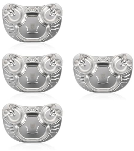 Abaodam 4 Pz piatto per pattuglia piccoli cena posate piatti per dolci piastra piatto diviso per la casa Piatto per la colazione dell'asilo Acciaio inossidabile Silver