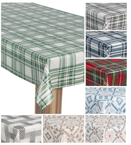 laro Wachstuch-Tischdecke Wachstischdecke Gartentischdecke, Muster:Karo Grün Weiß, Größe:110x200