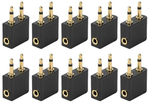 Pawlickio 10Pcs 3.5mm Plug Adaptor Jack Audio Headphone Converter Adapter Headset Connector for Airline Airplane Travel Earphone
