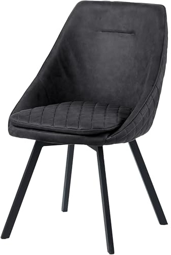TRISENS Essstuhl Drehstuhl Esszimmerstuhl Designstühle PU Lederbezug in Antik Optik Küchenstuhl, Farbe:Schwarz, Menge:1 St.