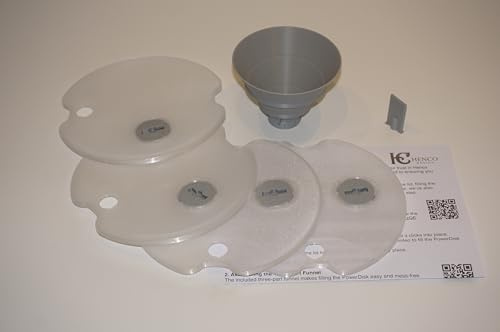 HenCo-Design PowerDisk Nachfüllbares Deckelset, Geschirrspüler AutoDos Kompatibel, 1-4 Stück (4). inkl. Trichter